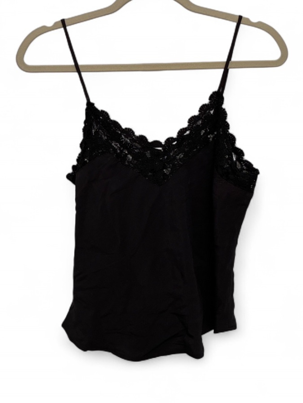Vintage Judy Knapp Black Crochet Trim Camisole Tank Top
